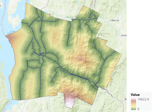 Map of straight-line distance from power lines